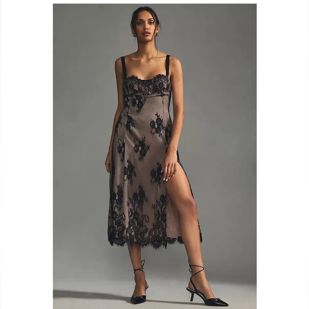 Anthropology, lace, slip dress